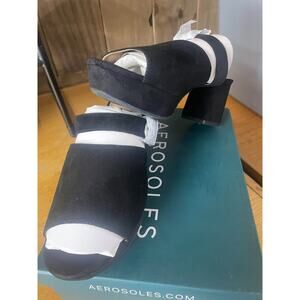 Aerosoles Cosmic Platform Heel Black Suede Size 7W Wide